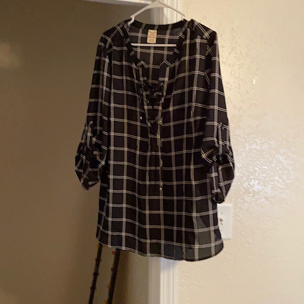 Faded Glory 1X (16W) Black and White Tunic